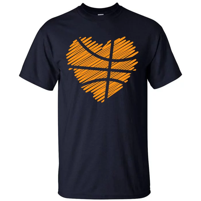 Valentine Basketball Heart Basketball Tall T-Shirt