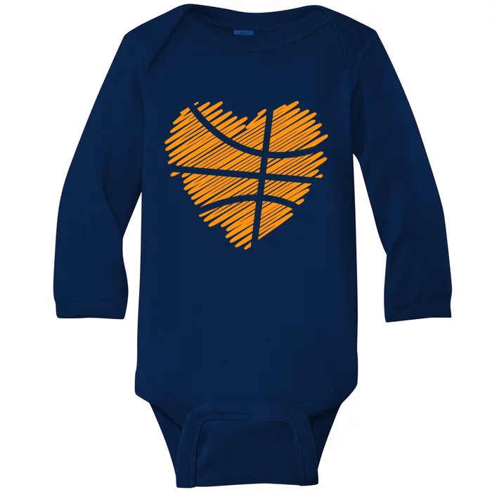 Valentine Basketball Heart Basketball Baby Long Sleeve Bodysuit