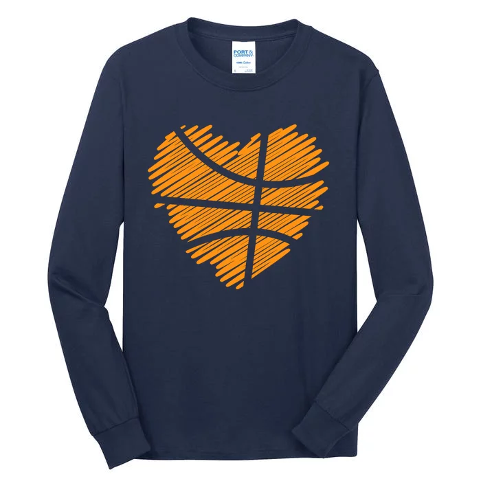 Valentine Basketball Heart Basketball Tall Long Sleeve T-Shirt