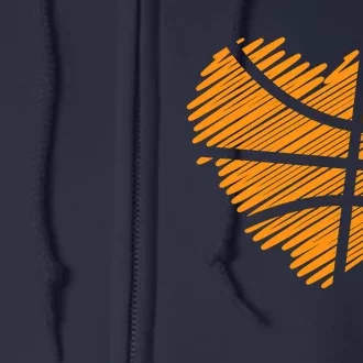 Valentine Basketball Heart Basketball Full Zip Hoodie