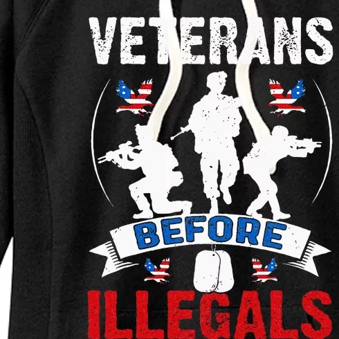 Veterans Before Illegal 4th Of July USA Soldier American Women's Fleece Hoodie