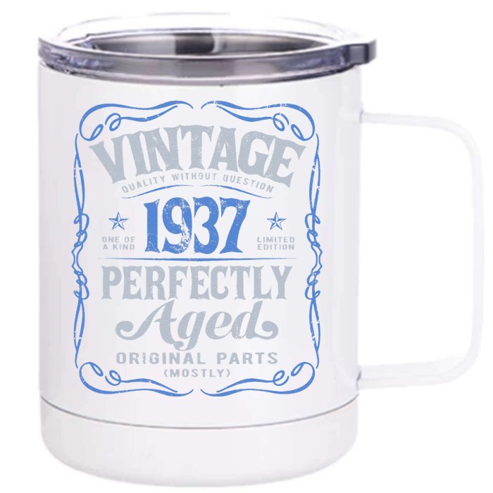 Vintage Born In 1937 Classic Birthday Front & Back 12oz Stainless Steel Tumbler Cup