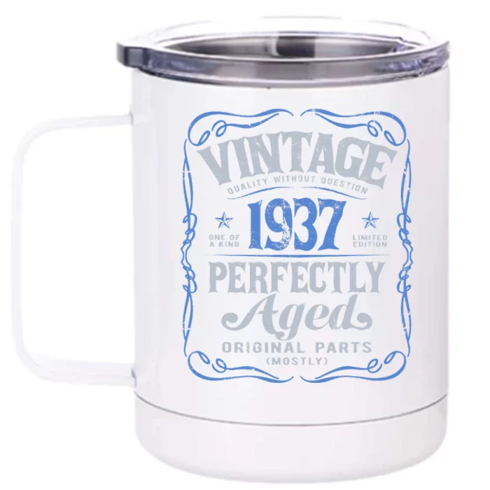 Vintage Born In 1937 Classic Birthday Front & Back 12oz Stainless Steel Tumbler Cup