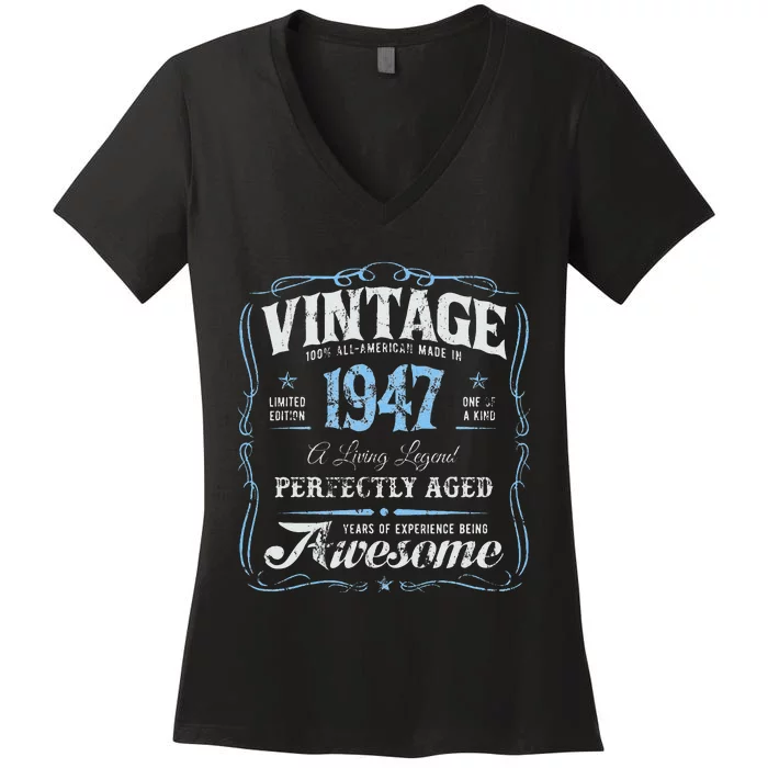 Vintage Born In 1947 Classic Birthday Women's V-Neck T-Shirt