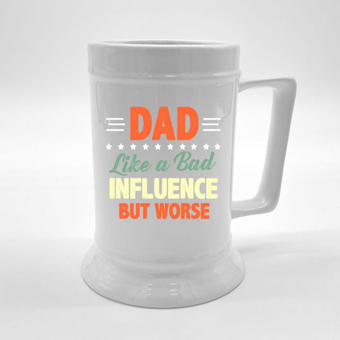 Vintage Bad Influence Dad Fathers Day Cool Gift Front & Back Beer Stein