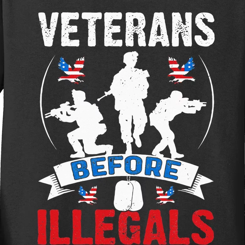 Veterans Before Illegal 4th Of July USA Soldier American Kids Long Sleeve Shirt