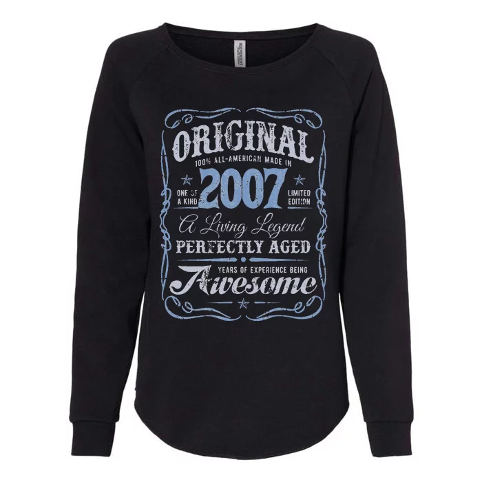 Vintage Born In 2007 Classic Birthday Womens California Wash Sweatshirt