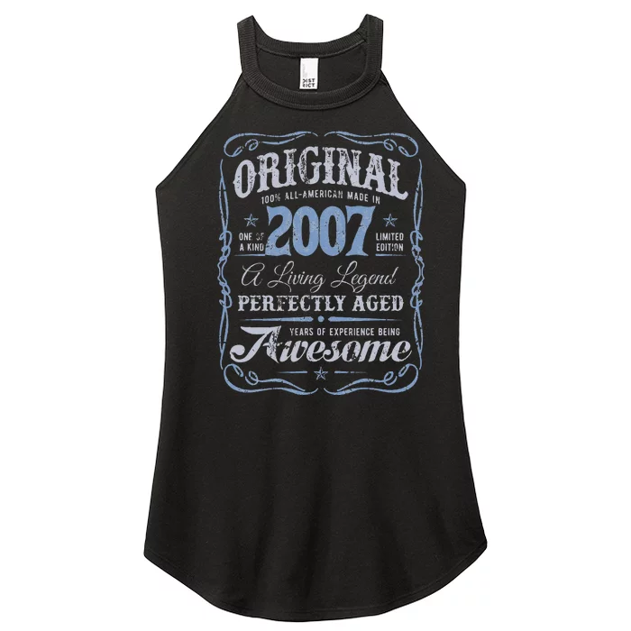 Vintage Born In 2007 Classic Birthday Women’s Perfect Tri Rocker Tank