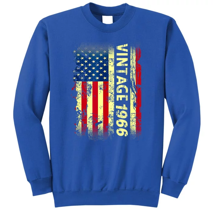 Vintage Born In 1966 Patriotic American Flag Birthday Sweatshirt