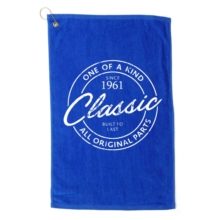 Vintage Born In 1961 Birthday Gift Platinum Collection Golf Towel