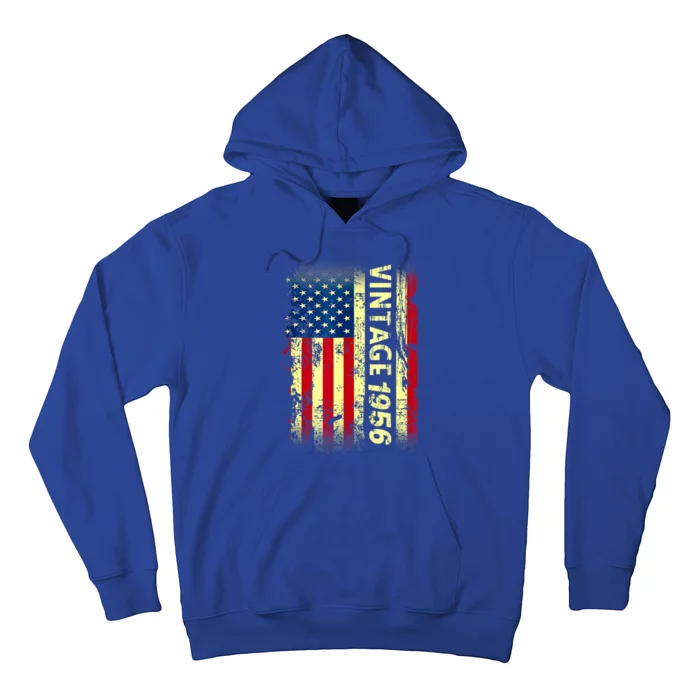 Vintage Born In 1956 Patriotic American Flag Birthday Hoodie