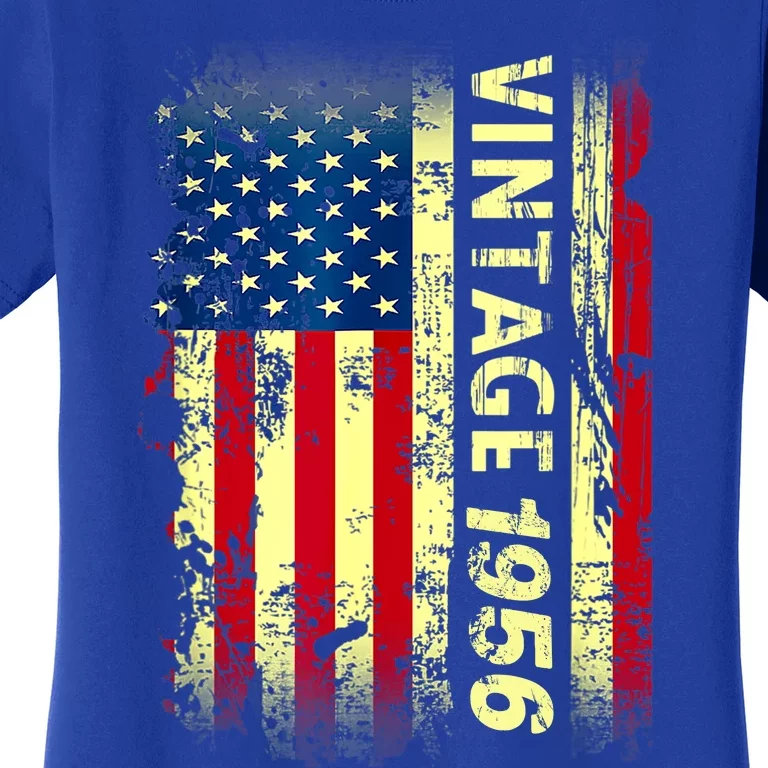 Vintage Born In 1956 Patriotic American Flag Birthday Women's T-Shirt