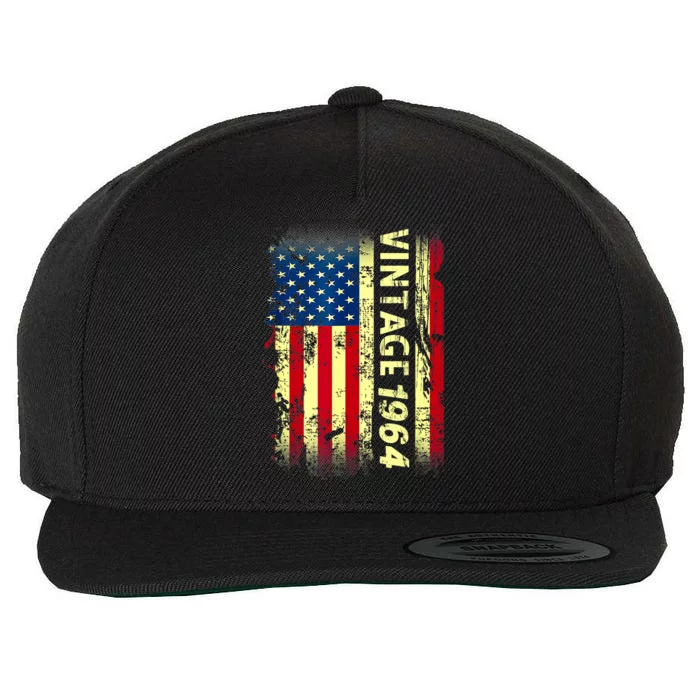 Vintage Born In 1964 Patriotic American Flag Birthday Wool Snapback Cap