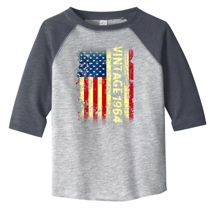 Vintage Born In 1964 Patriotic American Flag Birthday Toddler Fine Jersey T-Shirt