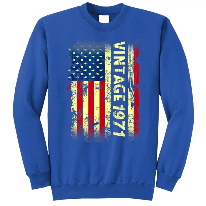 Vintage Born In 1971 Patriotic American Flag Birthday Tall Sweatshirt