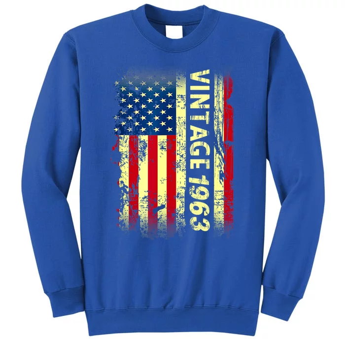 Vintage Born In 1963 Patriotic American Flag Birthday Tall Sweatshirt