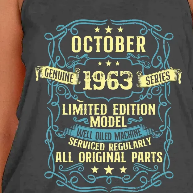 Vintage Born In October 1963 Birthday Women's Knotted Racerback Tank