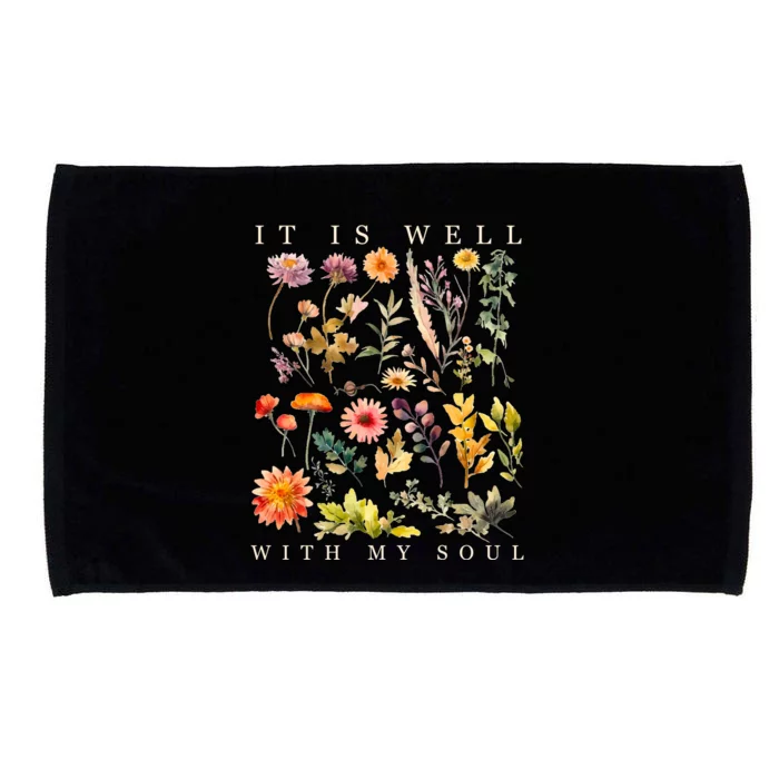 Vintage Boho It Is Well With My Soul Floral Wild Flowers Microfiber Hand Towel