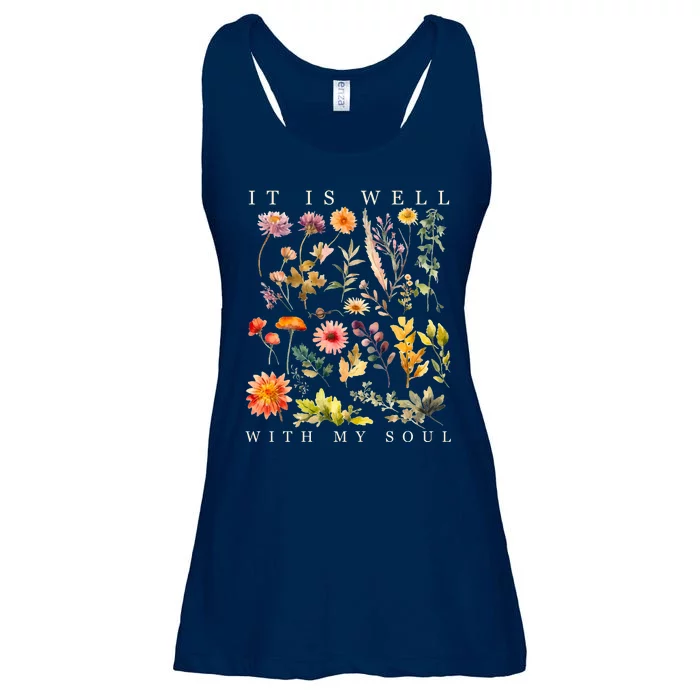 Vintage Boho It Is Well With My Soul Floral Wild Flowers Ladies Essential Flowy Tank