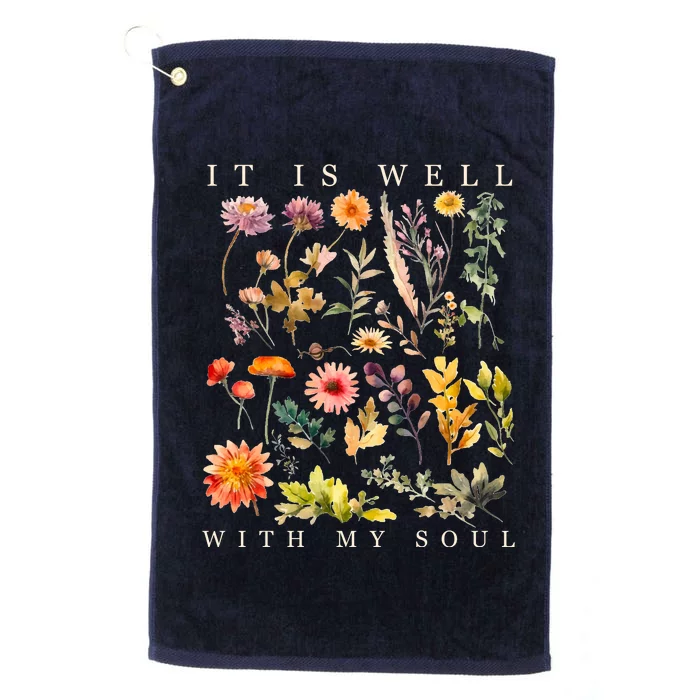 Vintage Boho It Is Well With My Soul Floral Wild Flowers Platinum Collection Golf Towel