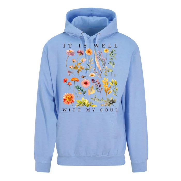 Vintage Boho It Is Well With My Soul Floral Wild Flowers Unisex Surf Hoodie