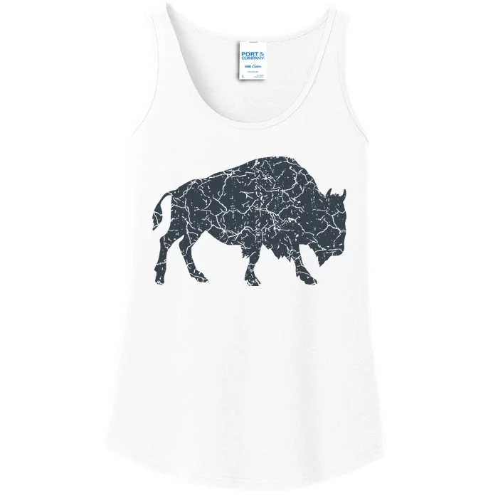 Vintage Buffalo I Distressed Bison Ladies Essential Tank