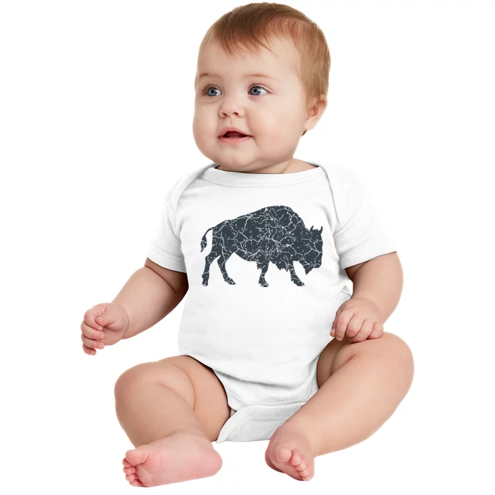 Vintage Buffalo I Distressed Bison Baby Bodysuit