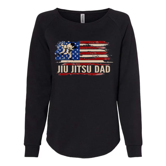 Vintage BJJ JiuJitsu Dad American USA Flag Sports Gift Womens California Wash Sweatshirt