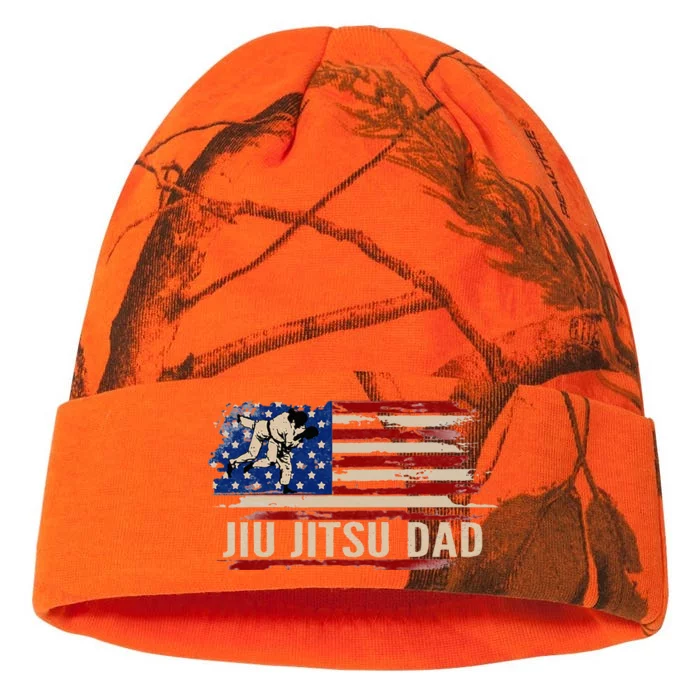 Vintage BJJ JiuJitsu Dad American USA Flag Sports Gift Kati - 12in Camo Beanie