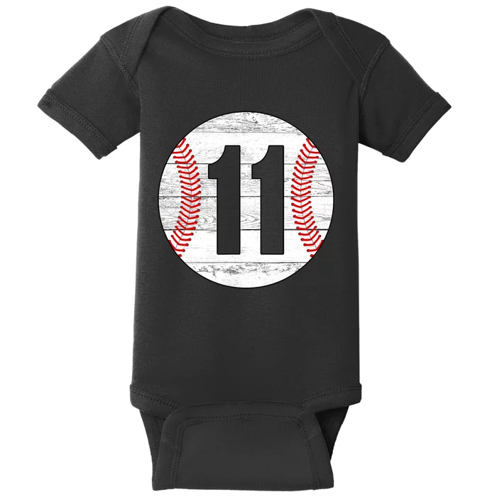 Vintage Baseball Jersey Number 11 Baby Bodysuit