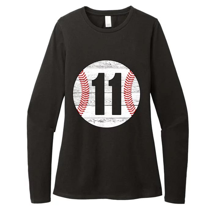 Vintage Baseball Jersey Number 11 Womens CVC Long Sleeve Shirt