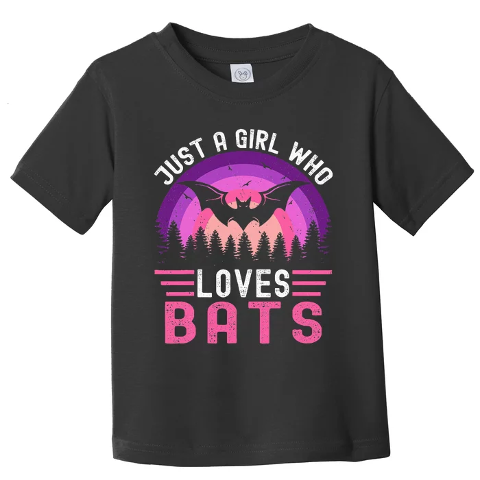 Vintage Bat Just A Girl Who Loves Bats Funny Bat Halloween Toddler T-Shirt