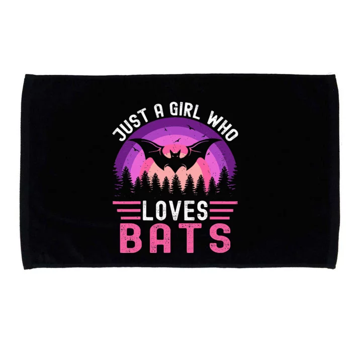 Vintage Bat Just A Girl Who Loves Bats Funny Bat Halloween Microfiber Hand Towel