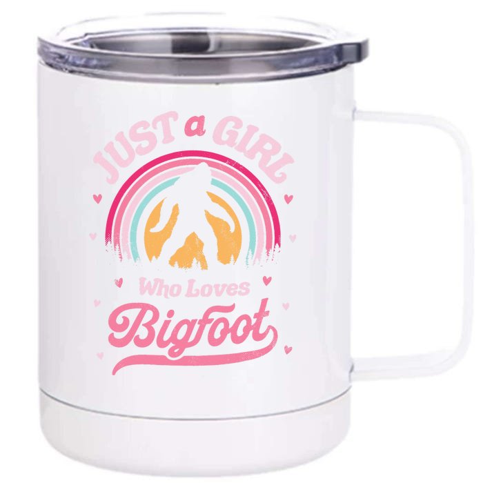 Vintage Bigfoot Just A Girl Who Loves Sasquatch Front & Back 12oz Stainless Steel Tumbler Cup