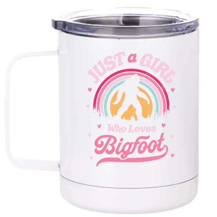 Vintage Bigfoot Just A Girl Who Loves Sasquatch Front & Back 12oz Stainless Steel Tumbler Cup