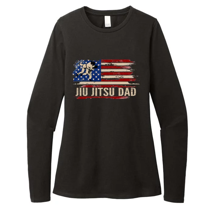 Vintage Bjj Jiujitsu Dad American Usa Flag Sports Womens CVC Long Sleeve Shirt