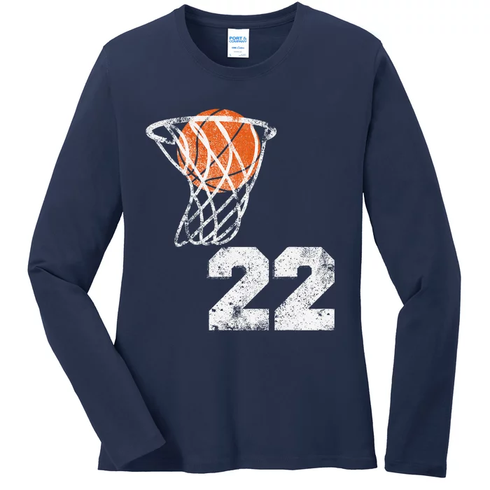 Vintage Basketball Jersey Number 22 Player Number Ladies Long Sleeve Shirt