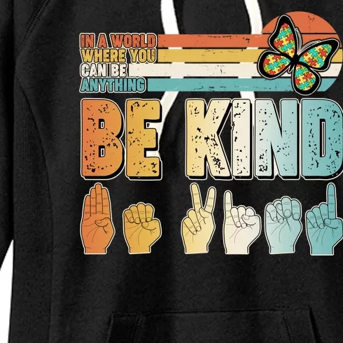 Vintage Be Kind Sign Langage Women's Fleece Hoodie