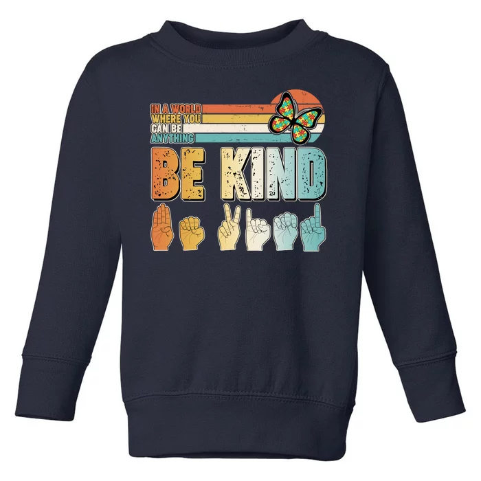 Vintage Be Kind Sign Langage Toddler Sweatshirt