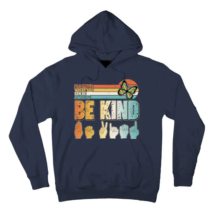 Vintage Be Kind Sign Langage Tall Hoodie