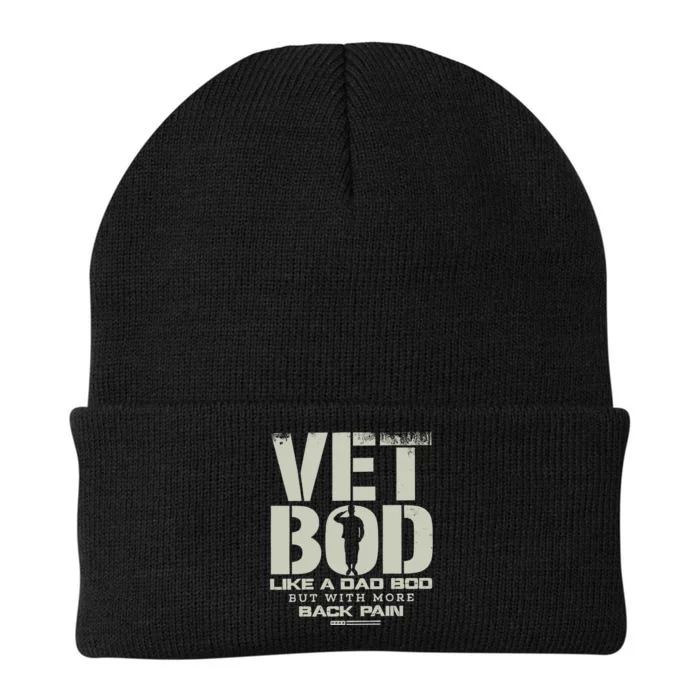 Vet Bod Like A Dad Bod But With More Back Pain Funny Veteran Knit Cap Winter Beanie