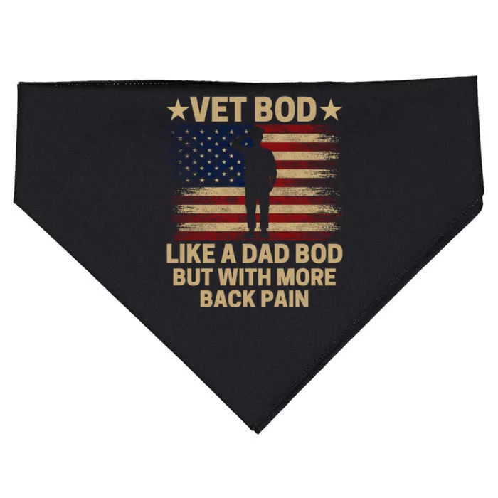 Vet Bod Like A Dad Bod But With More Back Pain Funny Veteran USA-Made Doggie Bandana