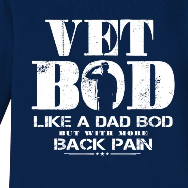 Vet Bod Like A Dad Bod But With More Back Pain Great Gift Baby Long Sleeve Bodysuit