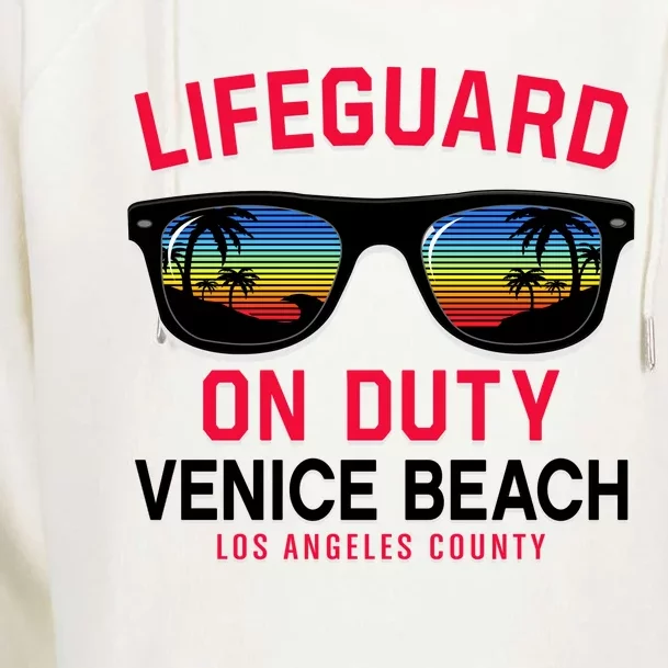 Venice Beach Los Angeles County Lifeguard On Duty Womens Funnel Neck Pullover Hood