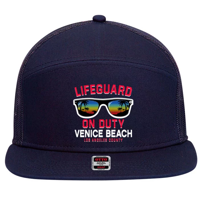 Venice Beach Los Angeles County Lifeguard On Duty 7 Panel Mesh Trucker Snapback Hat