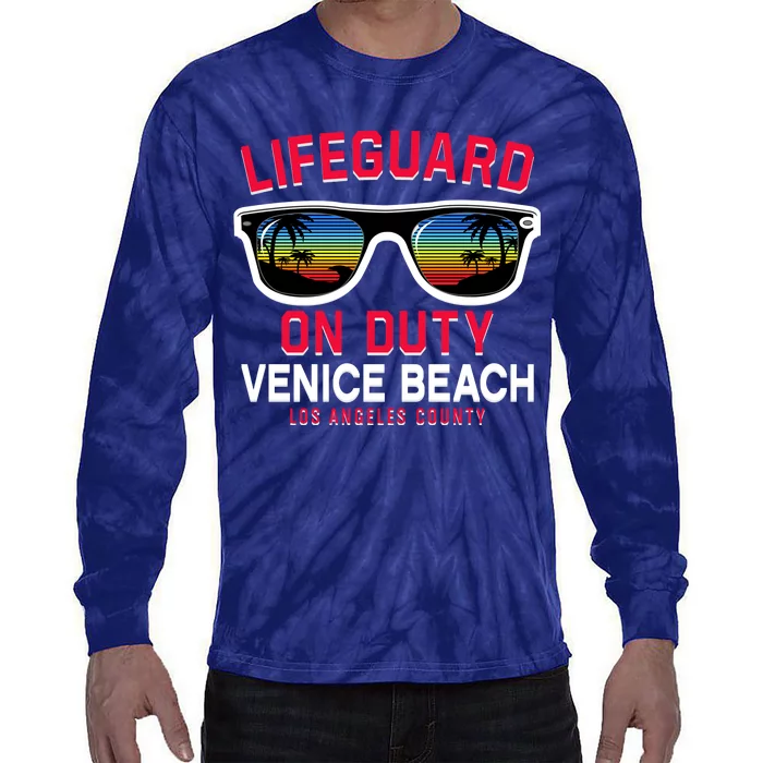 Venice Beach Los Angeles County Lifeguard On Duty Tie-Dye Long Sleeve Shirt