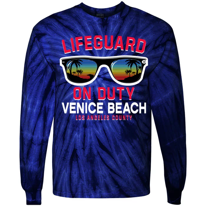 Venice Beach Los Angeles County Lifeguard On Duty Tie-Dye Long Sleeve Shirt