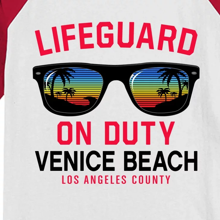 Venice Beach Los Angeles County Lifeguard On Duty Kids Colorblock Raglan Jersey