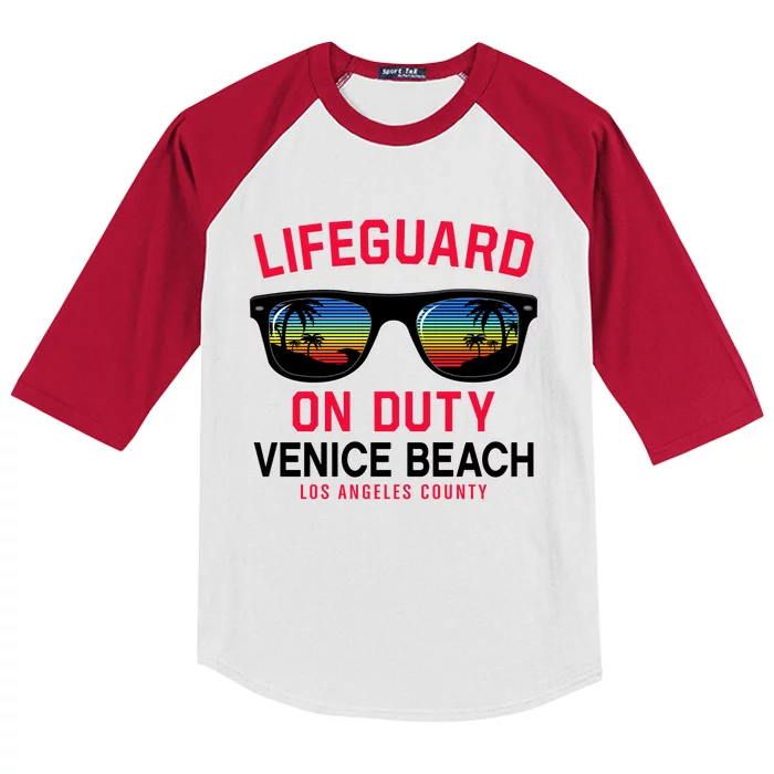 Venice Beach Los Angeles County Lifeguard On Duty Kids Colorblock Raglan Jersey