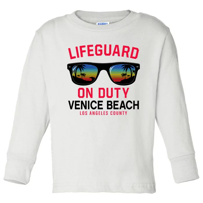 Venice Beach Los Angeles County Lifeguard On Duty Toddler Long Sleeve Shirt